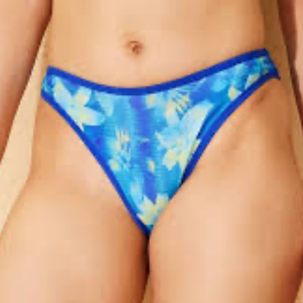 Wild Fable Women's Blue and‎ Yellow Floral Print Swim Bikini, Size L, NWT